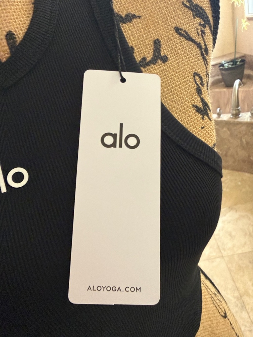 ALO Yoga Black Ribbed Racerback Tank - Picture 4 of 4